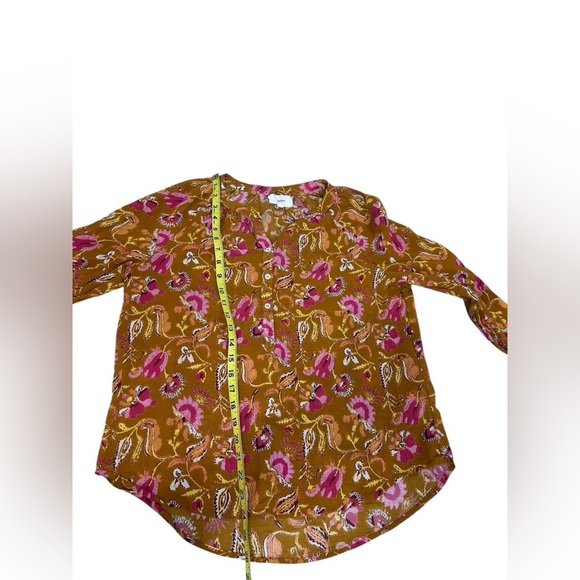 Xirena Sunset Estey Blouse Long Sleeve Camel Tan Floral Cotton Size Medium Boho - Picture 7 of 11